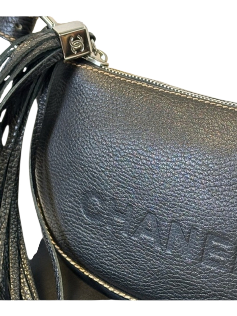 CHANEL Black Crescent Leather Shoulder/crossbody Bag with Tassel Accent - Picture 8 of 11